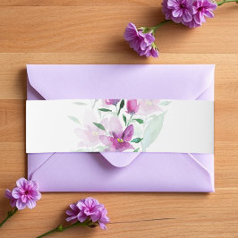Cintas Para Invitaciones Arte Floral Lila Soñado Acuarela Pintada a Mano