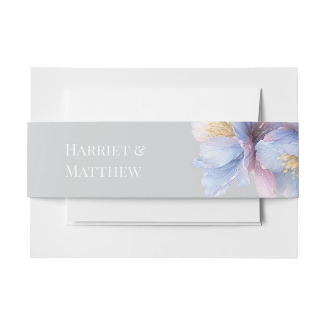 Cintas Para Invitaciones Artistic Pastel Botanical Florals Wedding (Anverso Ejemplo)