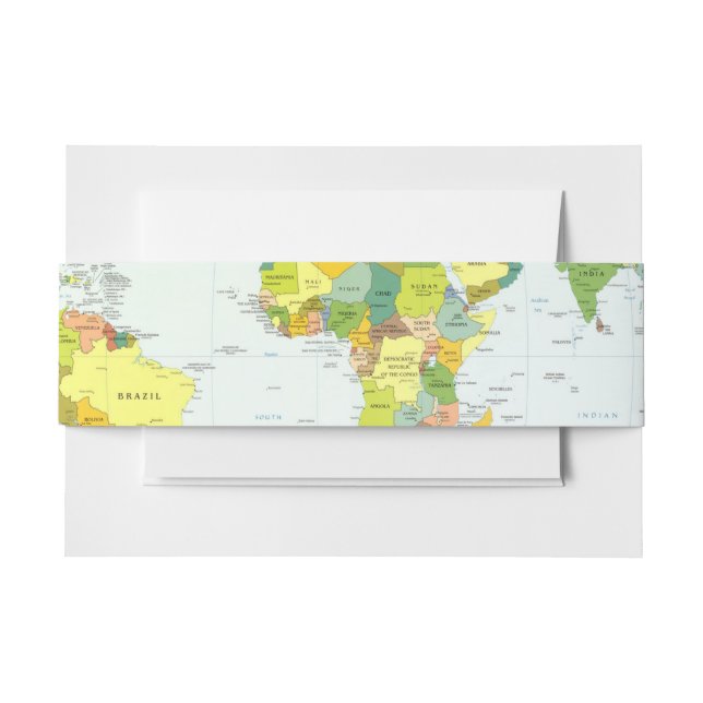 Cintas Para Invitaciones Atlas del País del Mapa Mundial (Anverso Ejemplo)