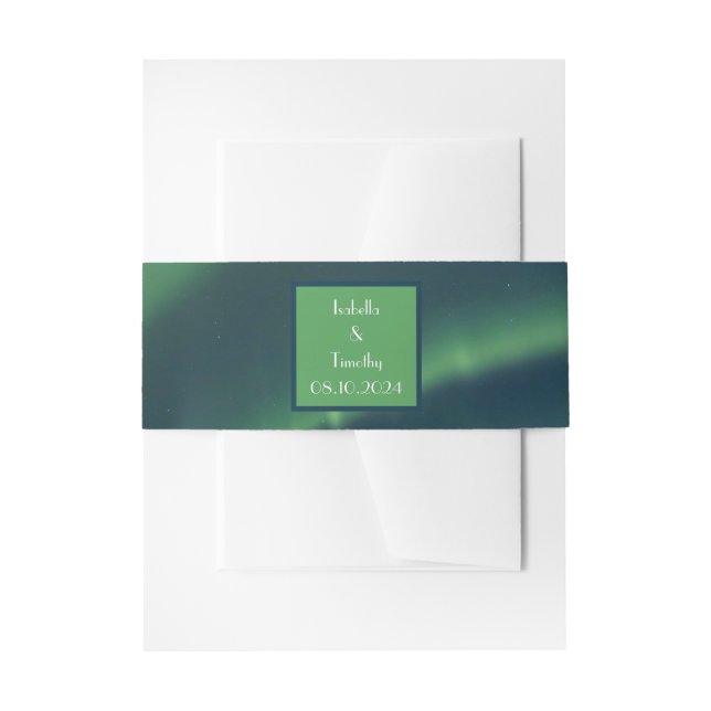 Cintas Para Invitaciones Aurora Borealis Northern Lights Sky Green Boda (Anverso Ejemplo)