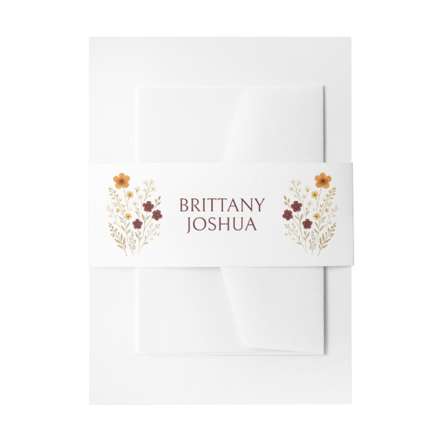 Cintas Para Invitaciones Autumn Wildflower Boho Monograma Boda (Anverso Ejemplo)