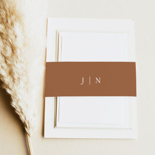 Cintas Para Invitaciones AVA Bohemian Minimal Terracotta Monograma Boda