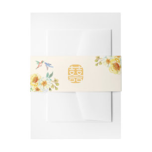 Cintas Para Invitaciones Ave floral azul boda china