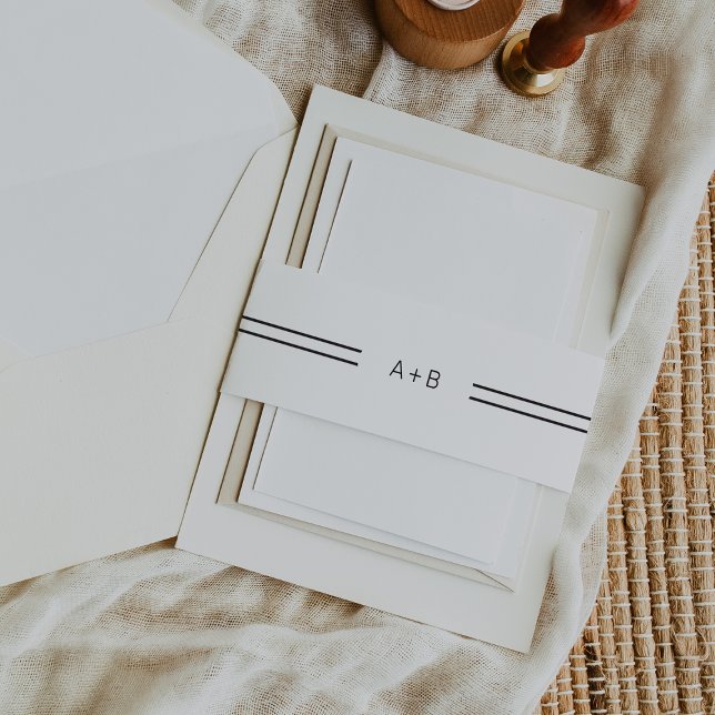 Cintas Para Invitaciones AVERY Moderno Boda de Monograma Blanco y Negro (AVERY Modern Black and White Monogram Wedding Invitation Belly Band)