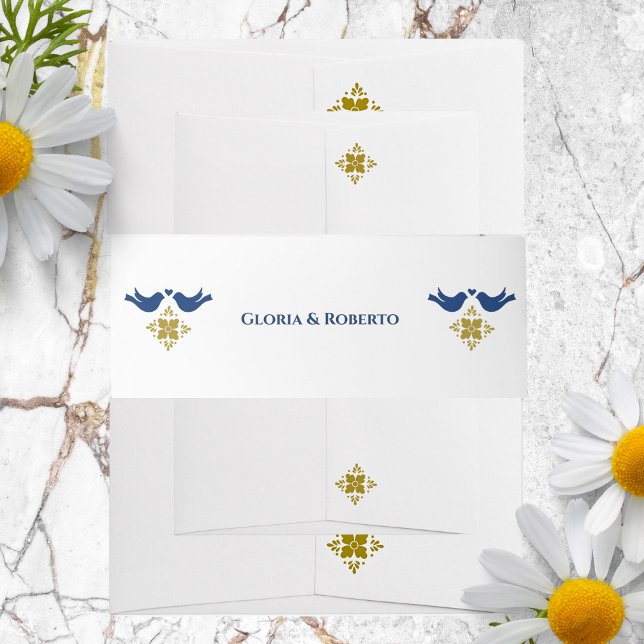 Cintas Para Invitaciones Aves Amores Azules Y Doradas Boda Mexicana (Subido por el creador)