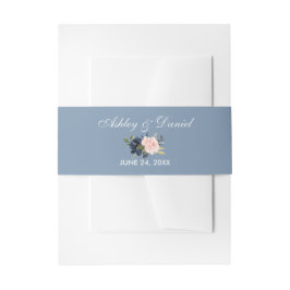 Cintas Para Invitaciones Azul acuarela rosa floral turbio