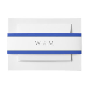 Cintas Para Invitaciones Azul Boda monogramado Silver Font