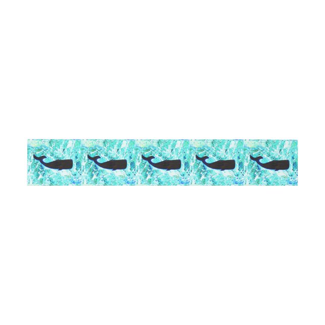 Cintas Para Invitaciones azul de ballenas negras (Superficie plana)