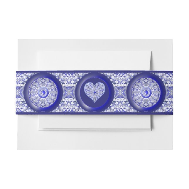 Cintas Para Invitaciones Azul de encaje cerámico de Grecia (Anverso Ejemplo)