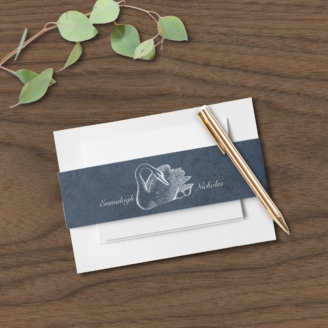 Cintas Para Invitaciones Azul de la Marina de Cisne Blanco boda (Subido por el creador)