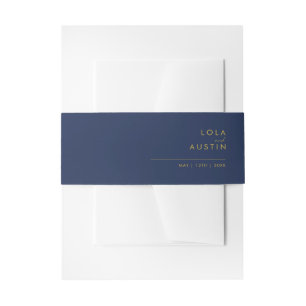 Cintas Para Invitaciones Azul marino Minimalista moderno Oro