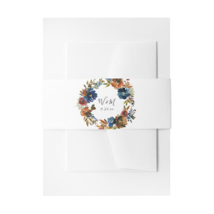 Cintas Para Invitaciones Azul Marino, Naranja y Marrón 5 Floral 2