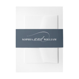 Cintas Para Invitaciones Azul Marino y Caligrafía Blanca | Boda de Lujo
