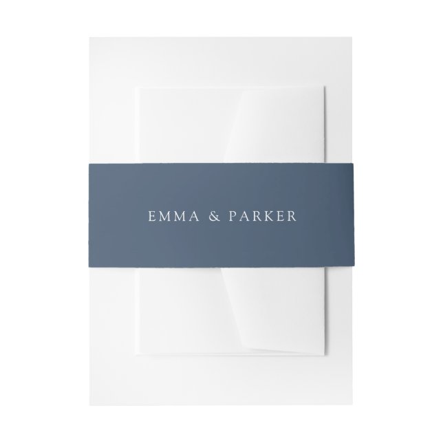 Cintas Para Invitaciones Azul Oscuro Sólido | Boda Personalizada (Anverso Ejemplo)