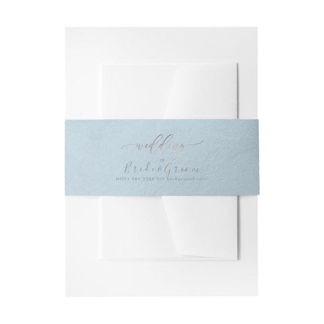 Cintas Para Invitaciones Azul Polvoriento Irisado, Boda (Anverso Ejemplo)