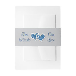 Cintas Para Invitaciones Azul Real, Gris Dos Corazones, Un Amor