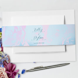 Cintas Para Invitaciones Azul romántico melocotón rosa abstracto floral pas