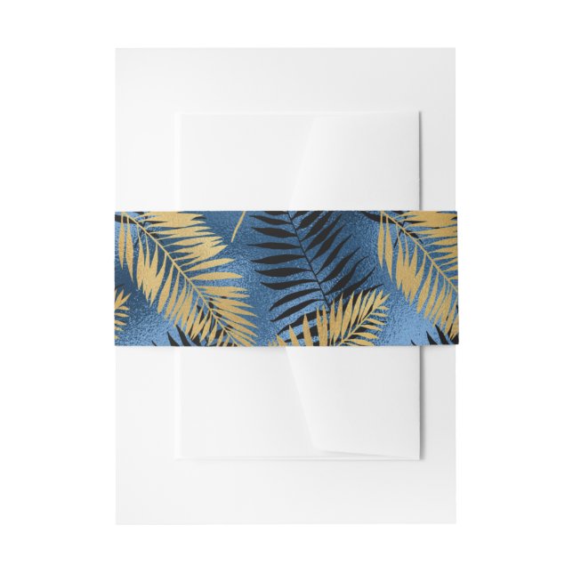 Cintas Para Invitaciones Azul tropical exótico y oro (Anverso Ejemplo)