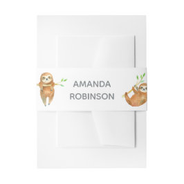 Cintas Para Invitaciones Baby Shower con la temática de Watercolor Sloth