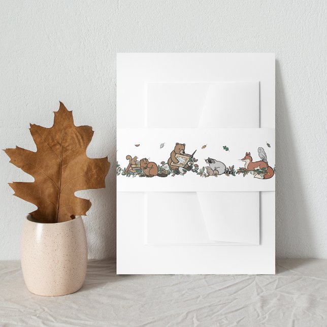 Cintas Para Invitaciones Baby Shower de Woodland Storybook Forest Animals (Woodland Storybook Baby Shower Belly Band)