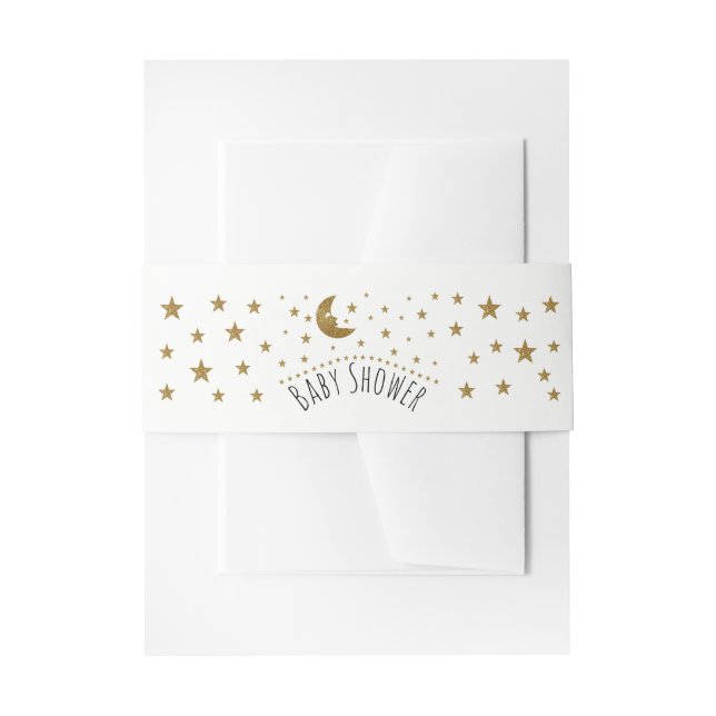 Cintas Para Invitaciones Baby Shower Gold Moon and Stars (Anverso Ejemplo)