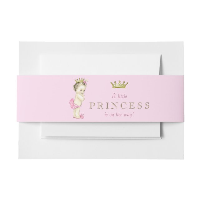 Cintas Para Invitaciones Baby Shower Princesa Rosa (Anverso Ejemplo)