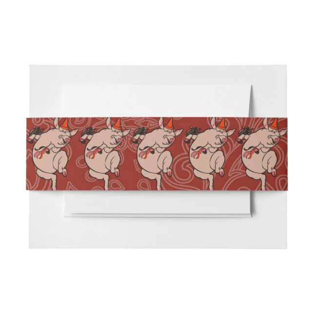 Cintas Para Invitaciones Bailando con danza de antigüedades de cerdo (Anverso Ejemplo)