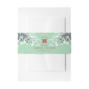 Cintas Para Invitaciones Bambú verde de menta deja Boda chino Xi doble