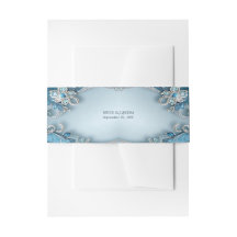 Banda Azul Ornate Floral Invitación Belly