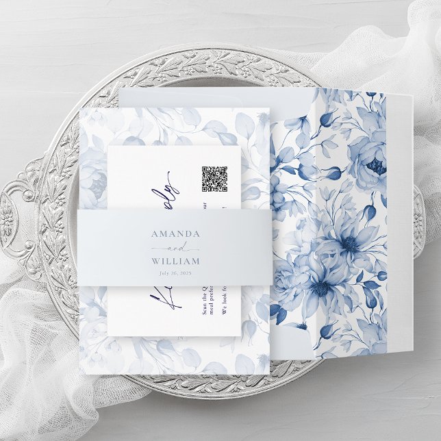 Cintas Para Invitaciones Banda Belly Boda azul turbulenta con nombres de pa (Subido por el creador)