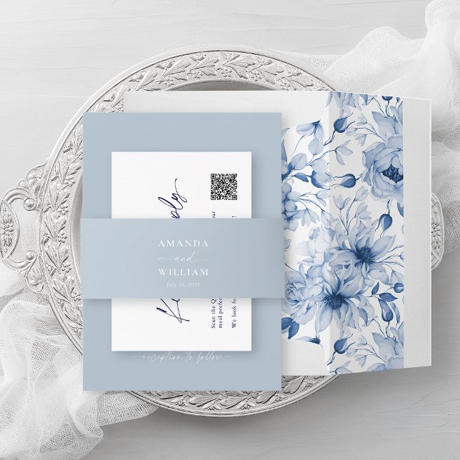 Cintas Para Invitaciones Banda Belly Boda azul turbulenta con nombres de pa (Subido por el creador)