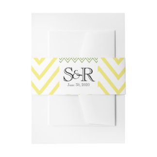 Cintas Para Invitaciones Banda Belly Boda Chevron amarillo moderno