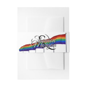 Cintas Para Invitaciones Banda Belly Boda con bandera arcoíris orgullo gay