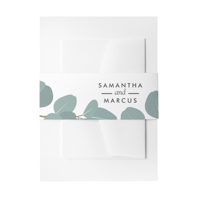 Cintas Para Invitaciones Banda Belly Boda de Eucalyptus Wreath Greenery (Anverso Ejemplo)