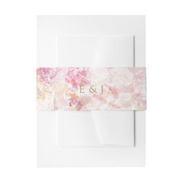 Cintas Para Invitaciones Banda Belly Boda de flores rosadas de primavera ro