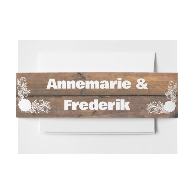 Cintas Para Invitaciones Banda Belly Boda de madera y luces (Anverso Ejemplo)