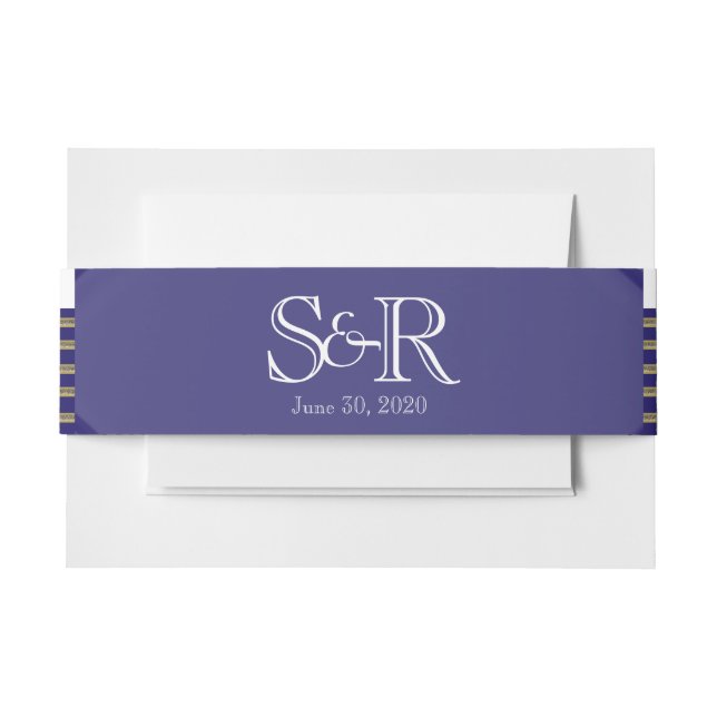 Cintas Para Invitaciones Banda Belly Boda de Navy Art Deco Posh (Anverso Ejemplo)