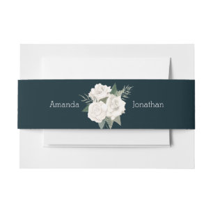 Cintas Para Invitaciones Banda Belly Boda de rosas azules y blancas de la m