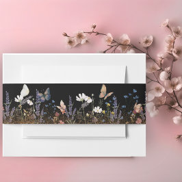 Cintas Para Invitaciones Banda Belly Boho Floral Black Butfly Garden