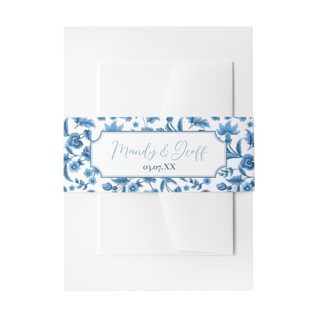 Cintas Para Invitaciones Banda Belly Chintz Blue Floral Ditsy (Anverso Ejemplo)
