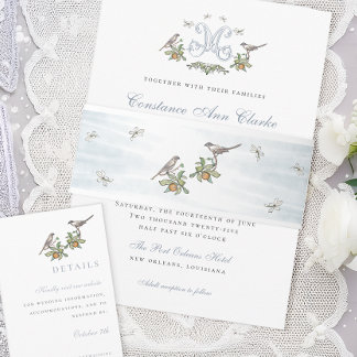 Cintas Para Invitaciones Banda Belly de Aves de Amor Floral