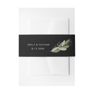 Cintas Para Invitaciones Banda Belly de Boda de medianoche Sprigs