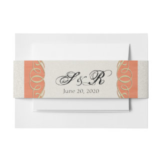 Cintas Para Invitaciones Banda Belly de Boda de pergamino elegante de Peach