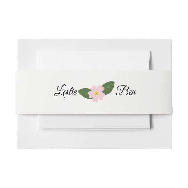 Cintas Para Invitaciones Banda Belly de flores rosadas (Anverso Ejemplo)