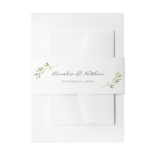 Cintas Para Invitaciones Banda Belly de hoja verde acuarela