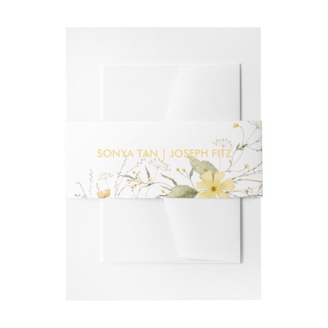Cintas Para Invitaciones Banda Belly de invitación a boda floral (Anverso Ejemplo)