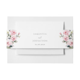 Cintas Para Invitaciones Banda Belly de invitación a boda floral rosa