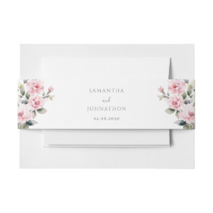 Cintas Para Invitaciones Banda Belly de invitación a boda floral rosa