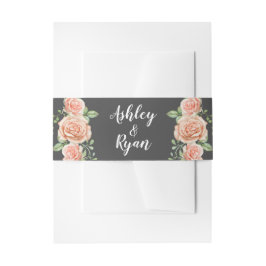 Cintas Para Invitaciones Banda Belly de invitación a boda floral rosa Rubor