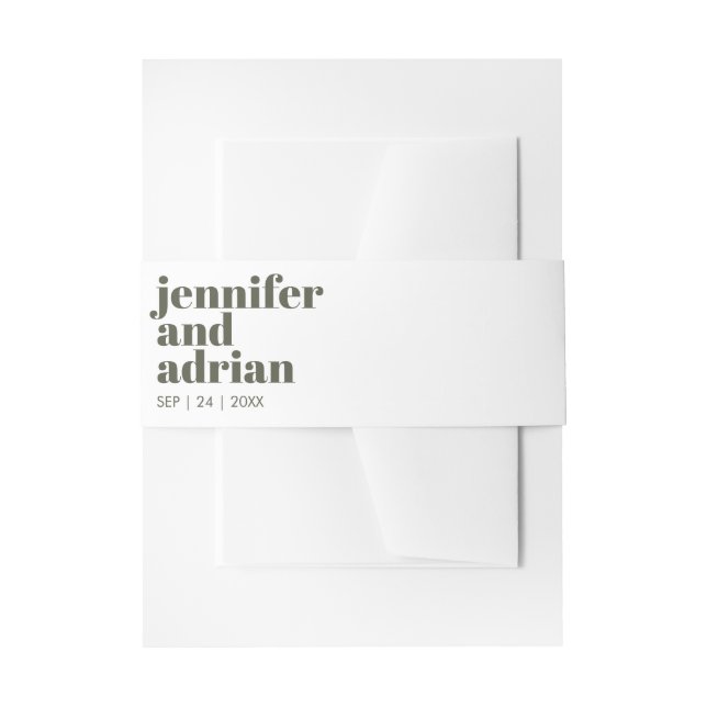 Cintas Para Invitaciones Banda Belly de invitación a boda retro moderna (Anverso Ejemplo)